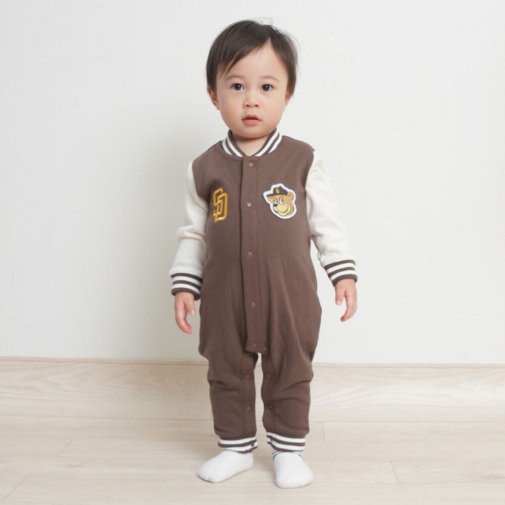 MLB スタジャン風 ロンパース パドレス ブラウン×70cm ベビーザらス