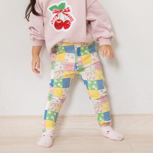 ベビーザらス限定　COJIKA 10分丈デイリーストレッチパンツ パッチワーク柄 ミニ裏毛(ベージュ&times;100ｃｍ)