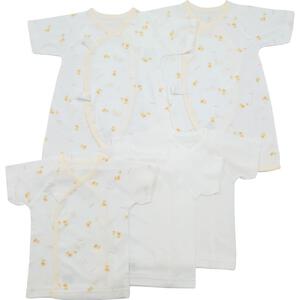 日本製 フライス肌着5枚セット (短肌着3・コンビ肌着2) ひよこ柄(イエロー×50～60cm) ベビーザらス限定