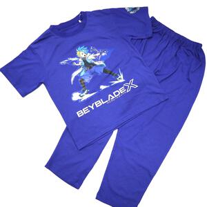 BEYBLADE X ベイブレードエックス 半袖パジャマ キャラプリント ブルー×120cm