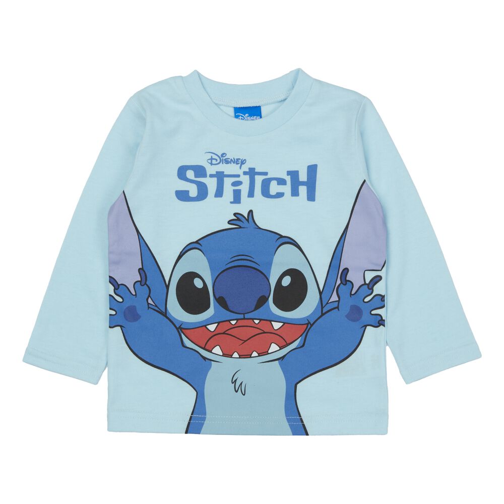 Disney ディズニー スティッチ 長袖Tシャツ 天竺 ライトブルー×95cm