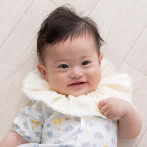 360度紬スタイ 2枚組 ガーゼ グレー ミント&times;アイボリー