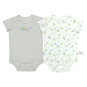 2枚組半袖ロンパース肌着メッシュニット 恐竜 グレー&times;80cm ベビーザらス限定