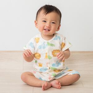 半袖ロンパース メッシュ天竺 アニマル柄 ナチュラル&times;70cm