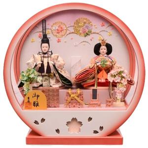 【雛人形】ケース飾り 親王飾り「雪輪牡丹桜丸形アクリル」  (322014)ひな人形 ひな祭り ピンク おしゃれ 丸型ケース トイザらス・ベビーザらス限定【メーカー直送】