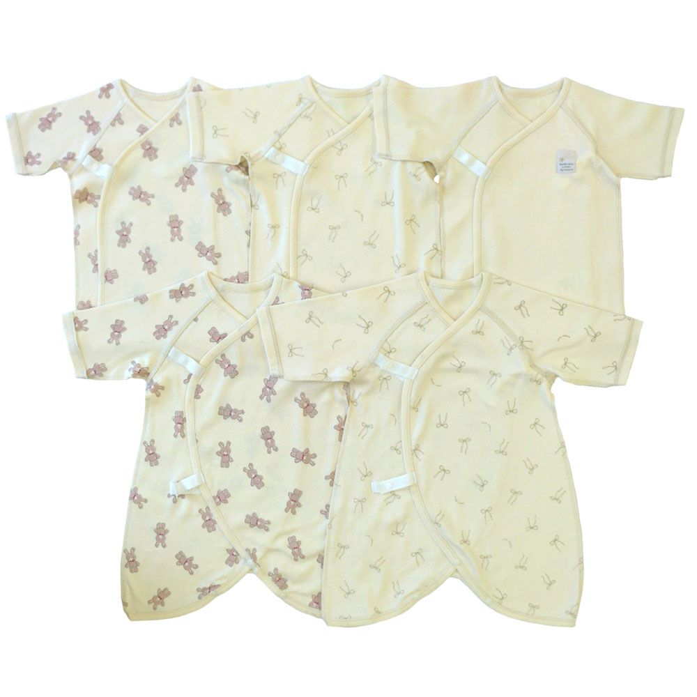 新生児肌着 5枚組 うさぎ×リボン(ピンク×50-60m) | マタニティ