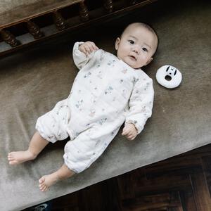 SNOOPY 長袖フィットオール マスコット付き 格子キルト 総柄 スヌーピー ナチュラル×60-70cm ベビーザらス限定