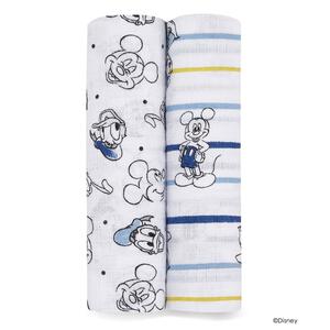 エイデンアンドアネイ エッセンシャルズ DISNEY ミッキースターゲイザー スワドル 2枚組(ミディアムブルー×フリー)