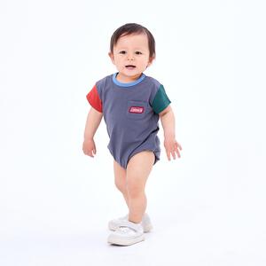 コールマン 袖クレイジー配色ボディスーツ チャコール&times;70-80cm