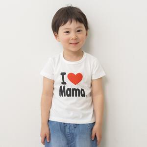 I Love Papa & Mama 半袖デイリーTシャツ ママ柄 天竺 ホワイト&times;100cm