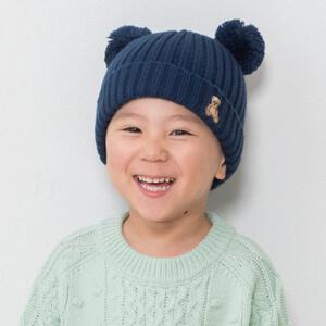 POLOBCS ベア刺繍ミミツキニット帽子 ネイビー&times;46-50cm ベビーザらス限定