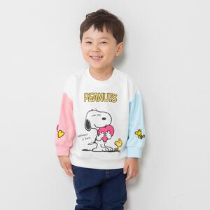 SNOOPY スヌーピー トレーナー 袖配色 ホワイト×90cm