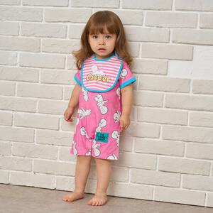 【Welcome to the Universe Baby &times; chimajiro0730さん】 キャスパー 半袖スタイ付きロンパース ピンク&times;80cm