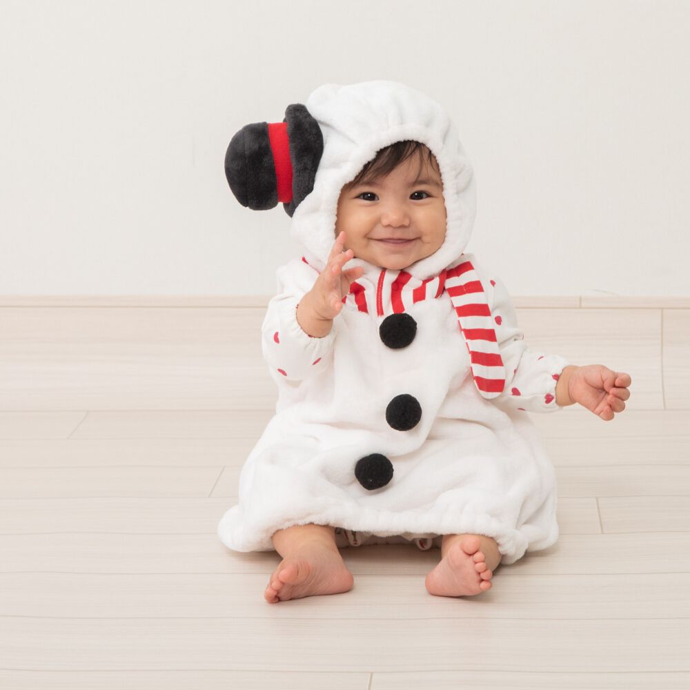 クリスマス スノーマンフード付きスモック コスチューム キッズ ベビー