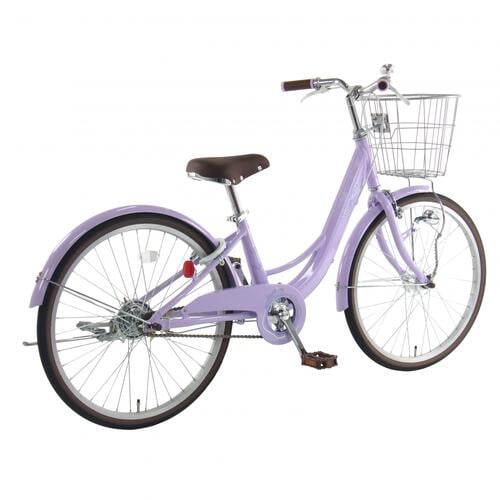 22インチ 身長120～135cm 子供用自転車 アルミラ ライトパープル  バスケット LED オートライト 7歳