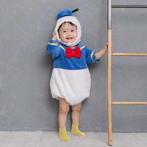 Disney ディズニー 長袖たまごオール 帽子付き ドナルド フリース ベビーザらス限定