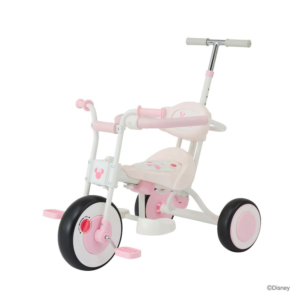 ディズニー ピュアライド ミニー ハンドル付き 子供三輪車（ピンク