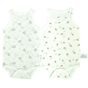 2枚組涼感袖なしロンパース肌着 シースルー ぺんぎん&times;スイカ ホワイト&times;90cm ベビーザらス限定