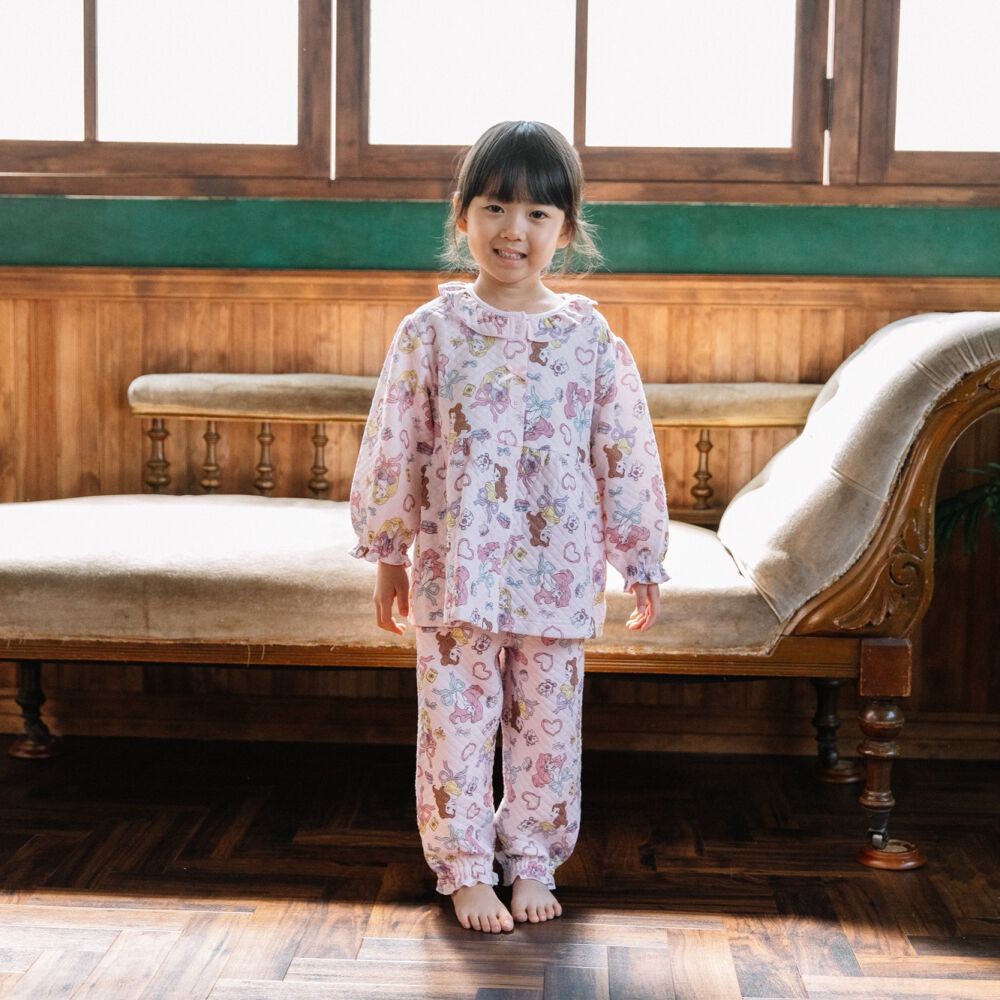 ディズニー 前開き長袖パジャマ フェミニン プリンセス ピンク×110cm