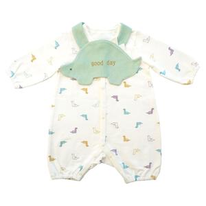 長袖ミニオール スタイ付き 恐竜(グリーン×60-70cm) ベビーザらス限定