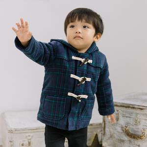 RAT-A-TATR ラッタッター ダッフルコート 中綿 チェック ネイビー×90cm