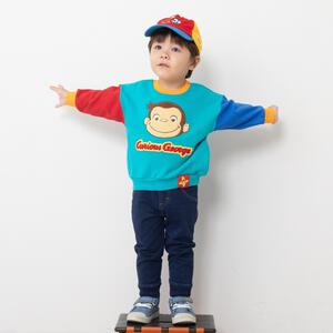 【Universal × chimajiro0730さん】 おさるのジョージ 配色トレーナー グリーン×80cm