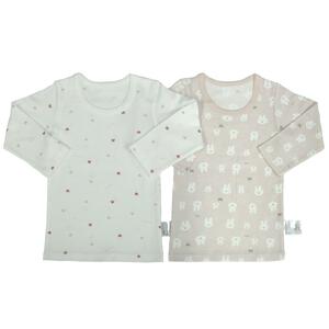 長袖シャツ肌着2枚組 スムス ハート×ウサギ ホワイト×80cmベビーザらス限定