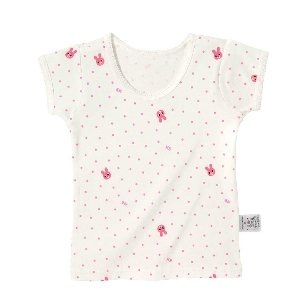 【ホットビスケッツ】キャビットちゃん&#9834;半袖肌着Tシャツ（白xピンク・90cm）