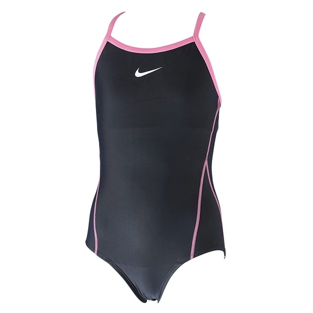 Nike ナイキ 女児 パイピング ワンピース スクール水着 スイムウェア ブラック ピンク 110cm クリアランス ベビーザらス