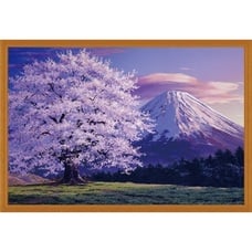 【クリックでお店のこの商品のページへ】島倉仁1000Pパズル 富士山桜満開＆木製フレームウォールナットセット【送料無料】