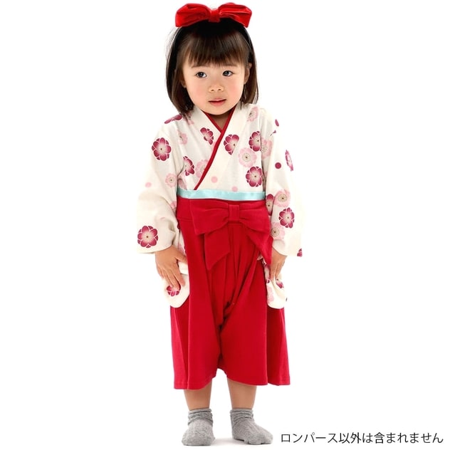 長袖袴ロンパース 女児（レッド×70cm） | ベビーザらス