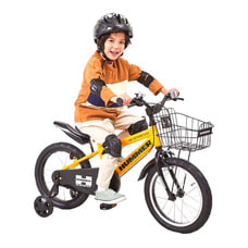 16インチ 身長100～115cm 子供用自転車 ハマーキッズ 16-TZ（イエロー）男の子 人気 スチールフレーム 補助輪 カゴ 黒