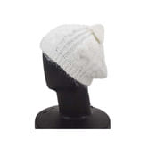 猫耳ニットベレー帽（ホワイト×48-50cm）
