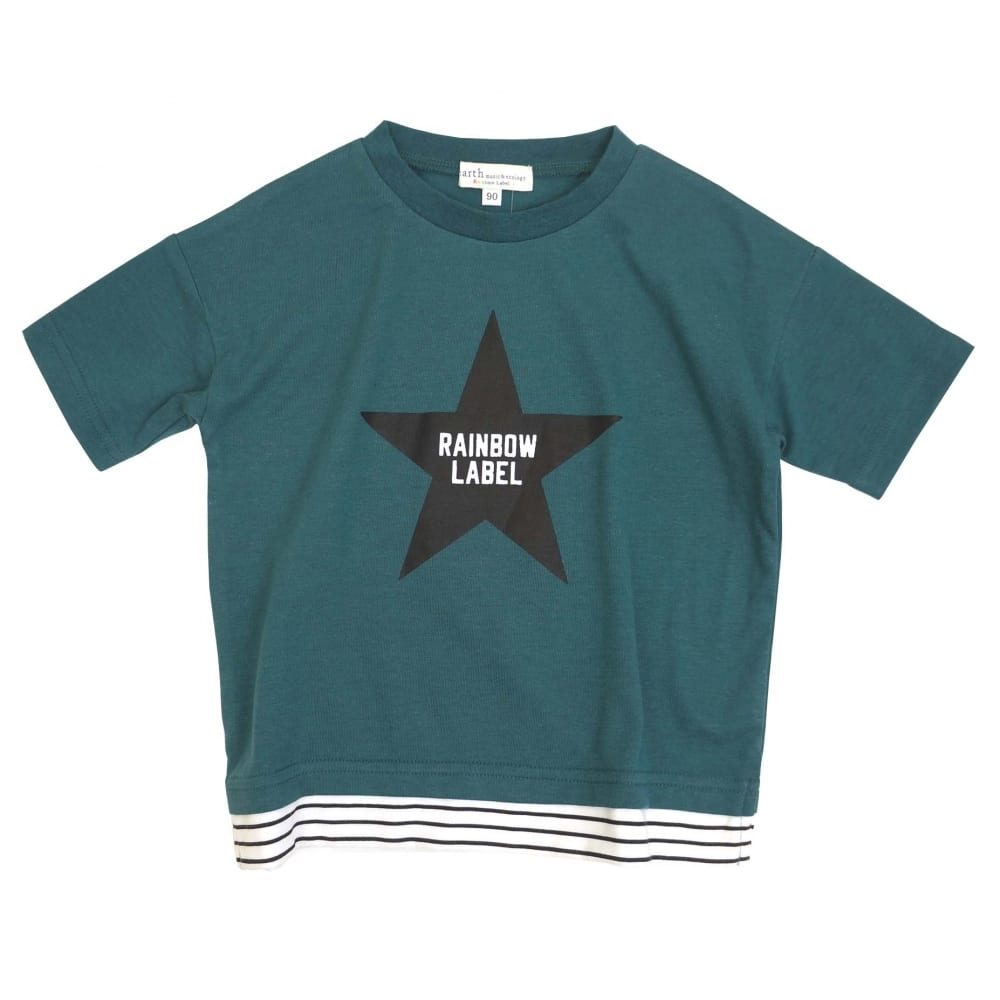 ベビーザらス限定 earth music & ecology Rainbow Label フェイクレイヤード半袖Tシャツ (グリーン×80cm)