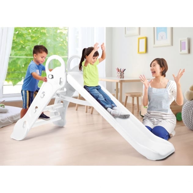 折りたたみロングすべり台（ホワイト）滑り台 室内 屋外 水遊び 2歳 3歳 4歳
