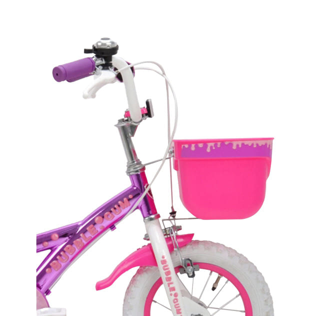 12インチ 身長85～100cm 子供用自転車 KENT バブルガム（ピンク）手押し棒付き 女の子 スチールフレーム カゴ 補助輪 おしゃれ 白