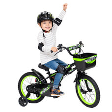 16インチ 身長100～120cm 子供用自転車 KENT フュージョン 男の子 カゴ 補助輪 黒