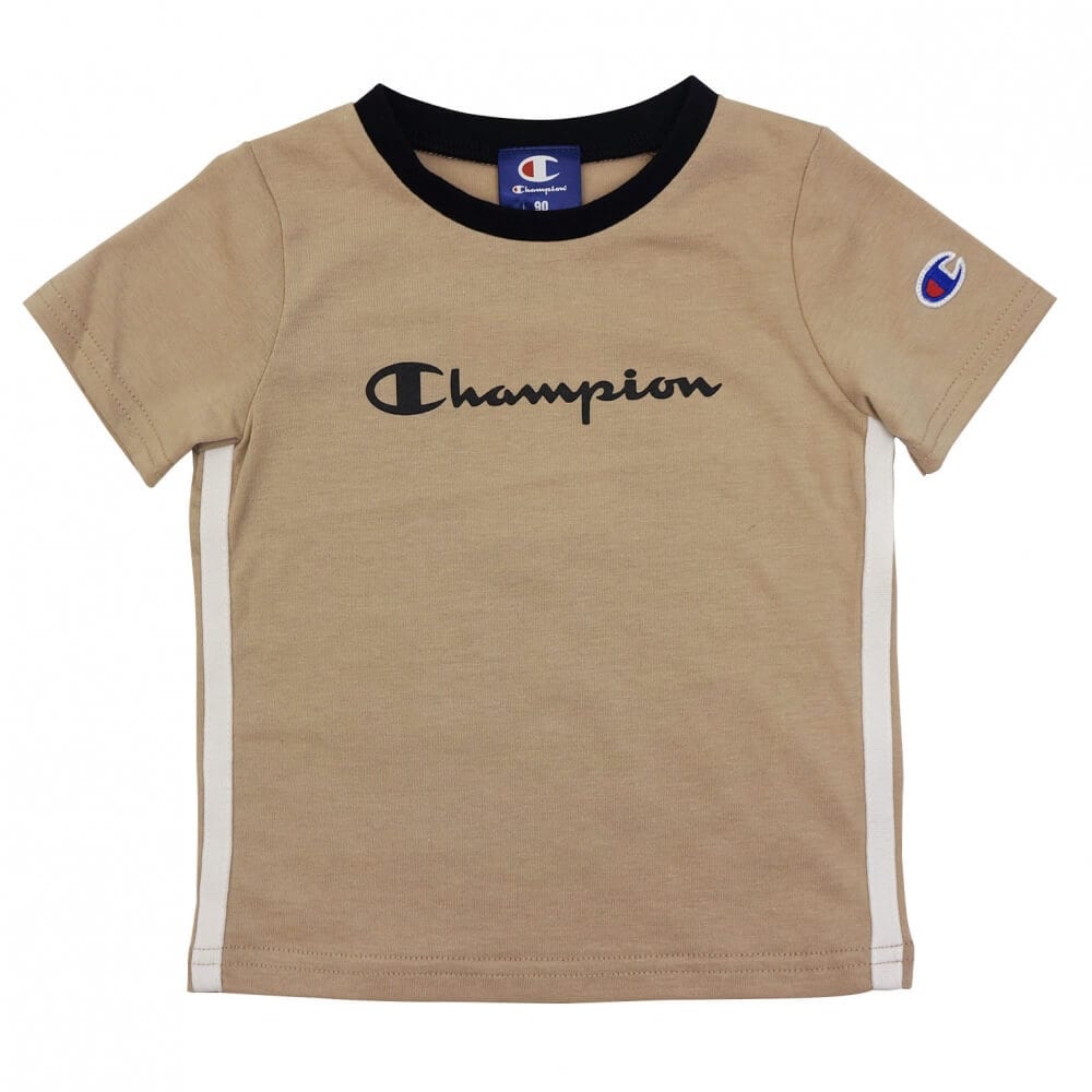 ベビーザらス限定 Champion チャンピオン 半袖Tシャツ サイドライン (ベージュ×80cm)
