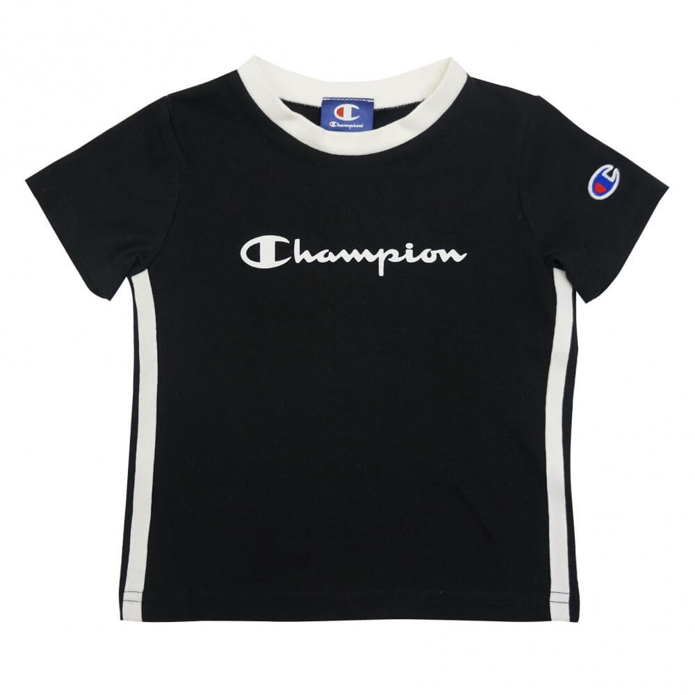 ベビーザらス限定 Champion チャンピオン 半袖Tシャツ サイドライン (ブラック×80cm)
