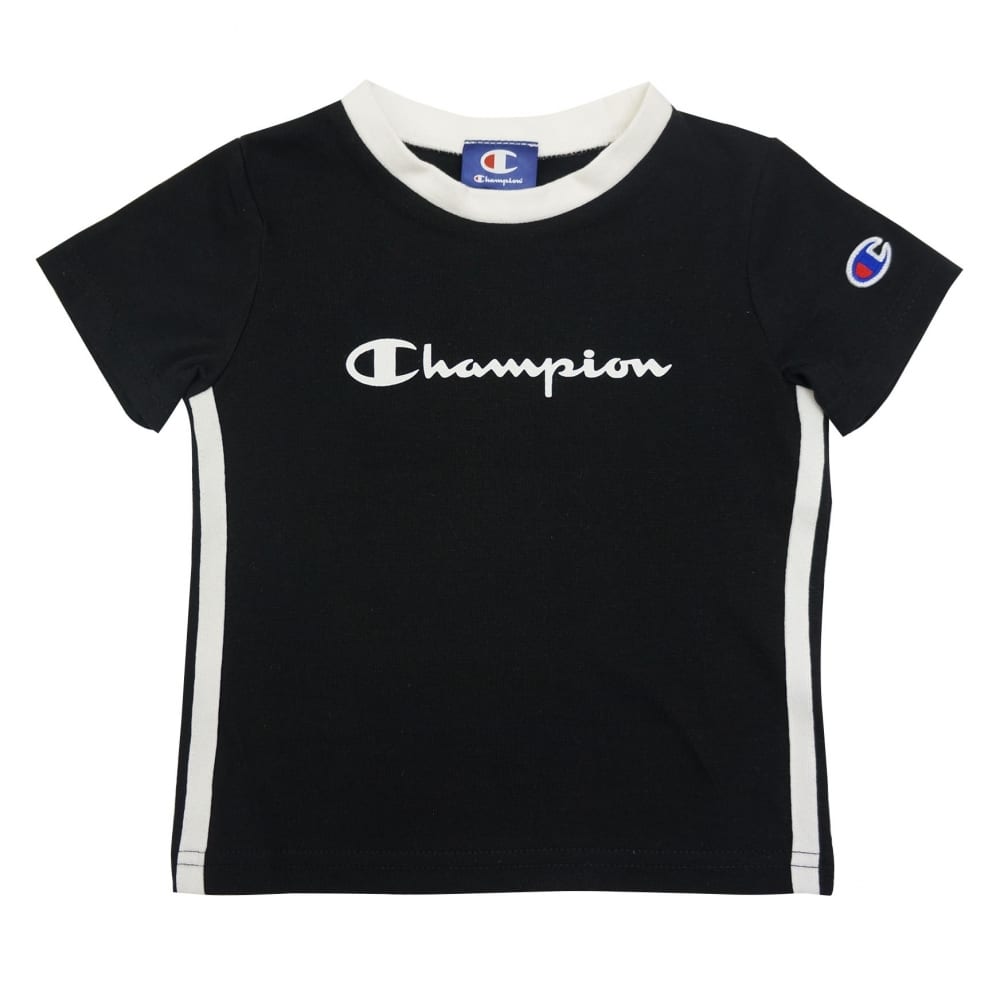 ベビーザらス限定 Champion チャンピオン 半袖Tシャツ サイドライン (ブラック×90cm)