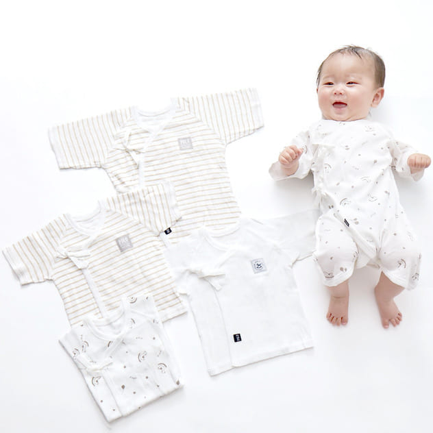 ベビーザらス限定 PEANUTS 新生児肌着5枚組 スヌーピー＆ウッドストック（ホワイト×50-60cm） | ベビーザらス