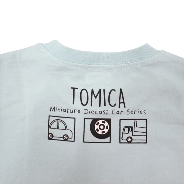 ベビーザらス限定 Tomica ロゴ筆記体 半袖tシャツ パステルブルー 100cm ベビーザらス