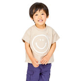 SMILEY FACE 半袖Tシャツ (ベージュ×80cm)