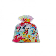 ディズニーキャラクター ビニールギフトバッグ （約）40ｘ44.5cm Sサイズ クリスマスラッピング 巾着袋 おもちゃ 子供 リボン 簡単 マチあり かわいい