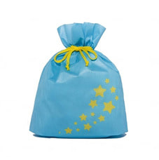 スターギフトバッグ 不織布（約）40ｘ44.5cm 水色 星 Sサイズ クリスマスラッピング 巾着袋 おもちゃ 子供 リボン 簡単 マチあり かわいい トイザらス限定