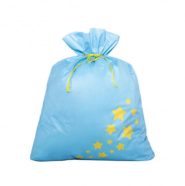 スターギフトバッグ 不織布 （約）100ｘ110cm 水色 星 LLサイズ 特大 大きい クリスマスラッピング 巾着袋 おもちゃ 子供 リボン 簡単 マチあり かわいい トイザらス限定