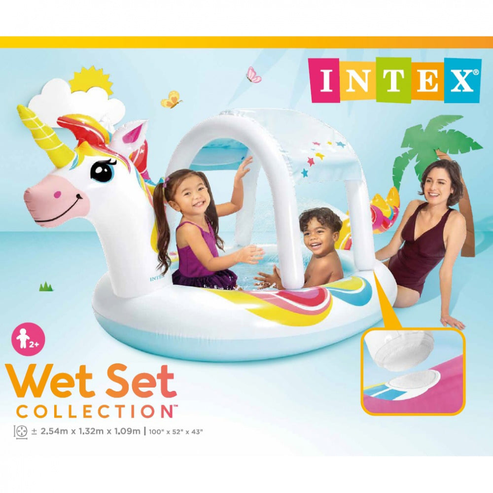 INTEX ユニコーン シャワー＆シェード付きプール 109×132×254cm【ビニールプール】【屋根付きプール】