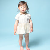 アイラブパパママ 半袖ロンパース セーラー襟 スカート付き(ベージュ×70-80cm)