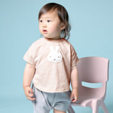 アニマルアップリケTシャツ うさぎ(ピンク×70-80cm)