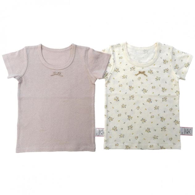 ベビーザらス限定 半袖シャツ肌着 2枚組 メッシュ 花(ピンク×90cm) | ベビーザらス
